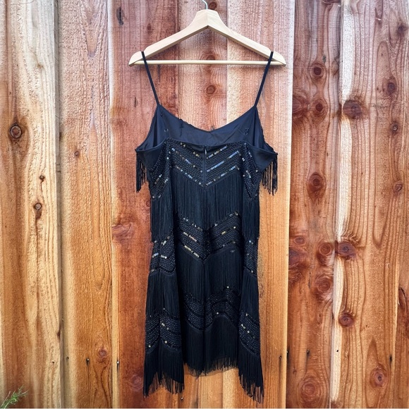 Black Sequin Fringe Flapper Mini Cocktail Dress 🌿 - Picture 7 of 10